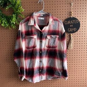 Hollister Shirt Shacket Womens M Boyfriend Fit Plaid Flannel Button Front